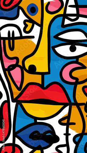 Abstract Pop Art Face Doodle 