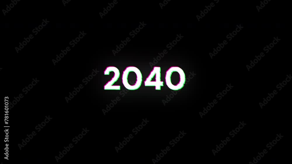 2040 text with screen effects of technological failures. Spectacular screen glitch with various kinds of interference. Looped 2040 text with screen effects of technological failures. Spectacular screen glitch with various kinds of interference. Looped