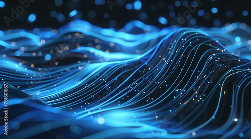 Glowing Fiber Optic Cables with Bokeh Effect