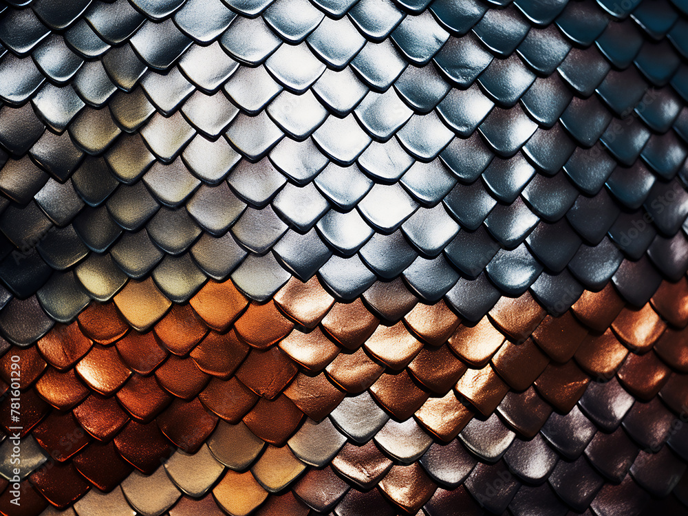 Gradient silver and metallic scales texture resembling a snake or dragon Gradient silver and metallic scales texture resembling a snake or dragon