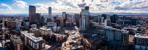 Downtown Denver Skyline Buildings Panoramic Aerial Image 