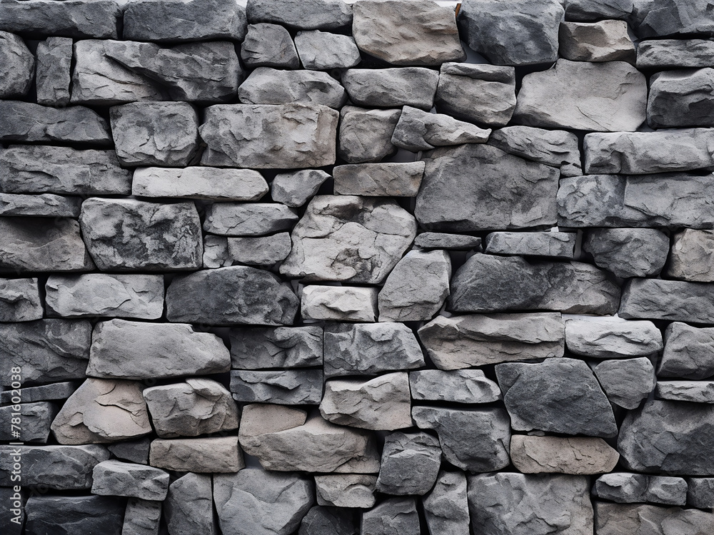 Grey stone wall's texture stands out against gray background