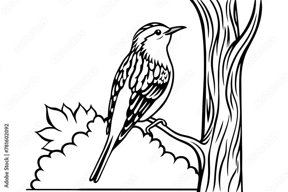 sketch of a bird &-treecreeper-vector-illustration sketch of a bird &-treecreeper-vector-illustration