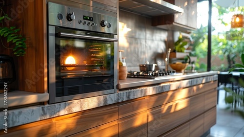 Elegant steamed oven installed in a contemporary kitchen with natural light and wooden elements, showcasing a blend of functionality and design.