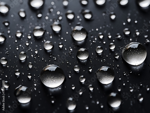 Water droplets creating texture on a black backdrop