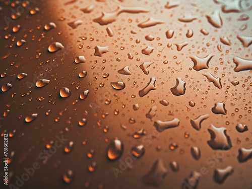 Brown-toned abstract background and texture with water drops on car surface