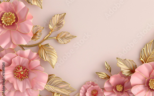 Rose Gold Floral on Pink	
