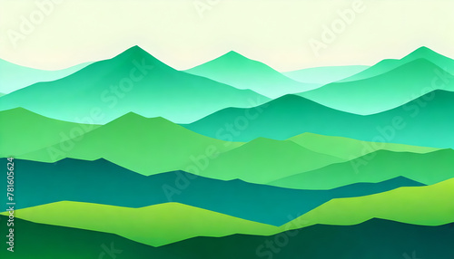 Landscape with green mountains. Mountainous terrain. Abstract nature background