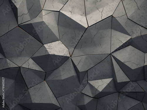 Abstract faceted geometric concrete background presented in 3D rendering