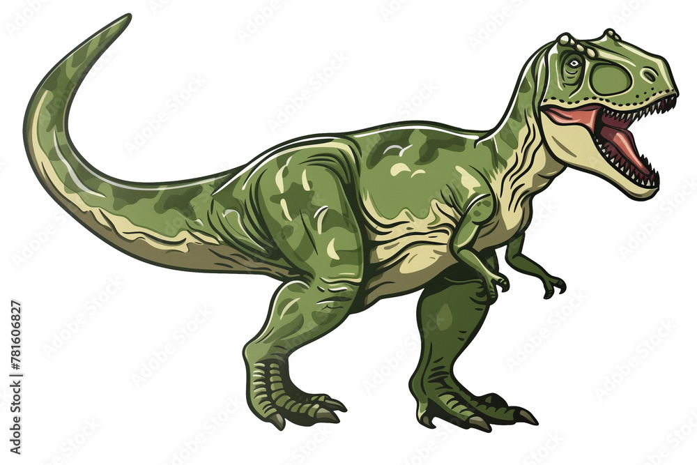 Fototapeta premium Jurassic Icon, Vibrant T-Rex Illustration Ready to Pounce