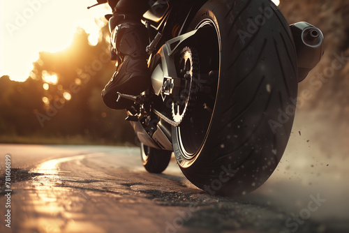 Close Up of Motorcycle Riding on Road