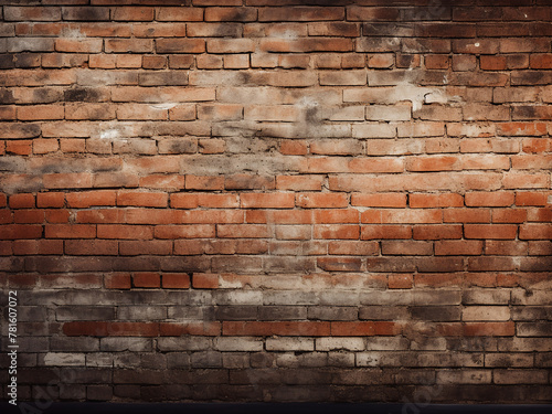 Background showcases the vintage brick wall's textured surface