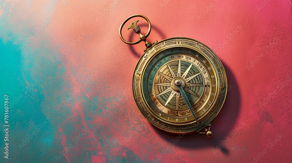 modern sci fi astrolabe on colored background