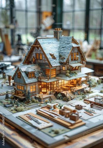 Model of wooden house