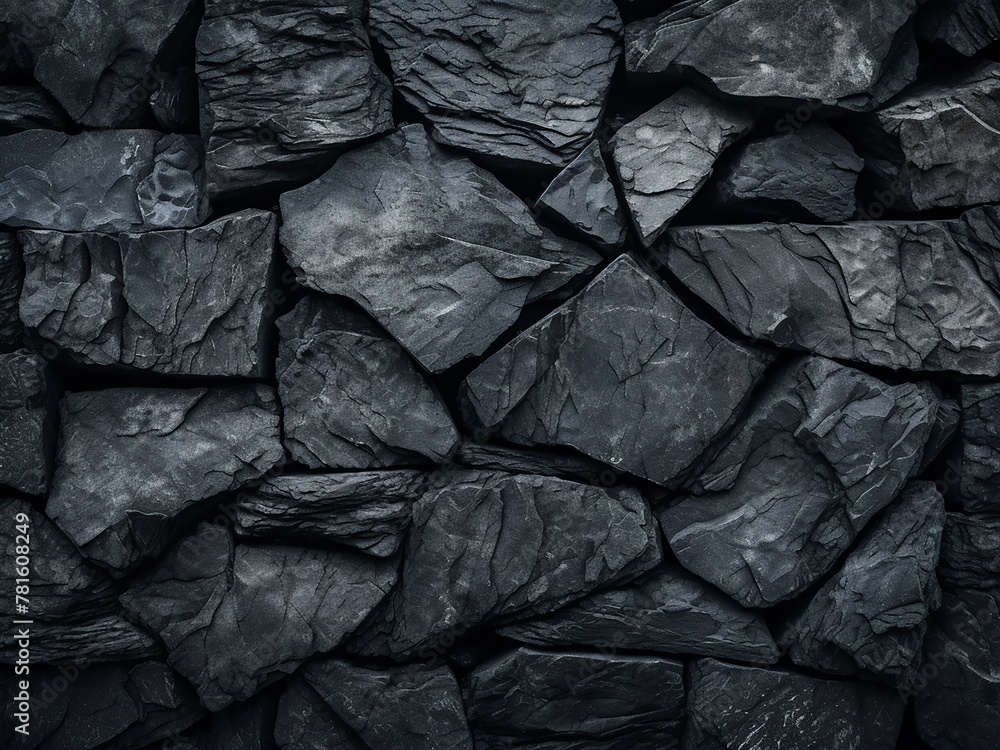 Abstract grunge texture embellishes the surface of black stone