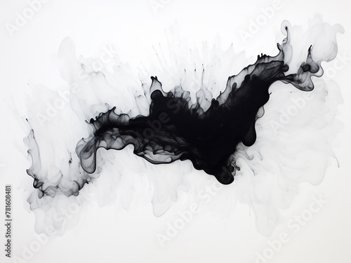 Rorschach inkblot method produces abstract acrylic texture on white paper