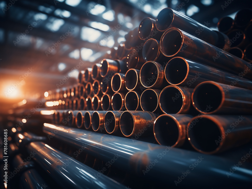 Stack of pipes shown in a blurry photograph Stack of pipes shown in a blurry photograph