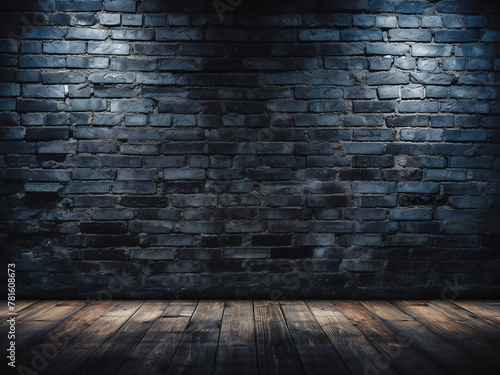 Blurred stock photos depict either a black brick wall or textured grungy floor in the background