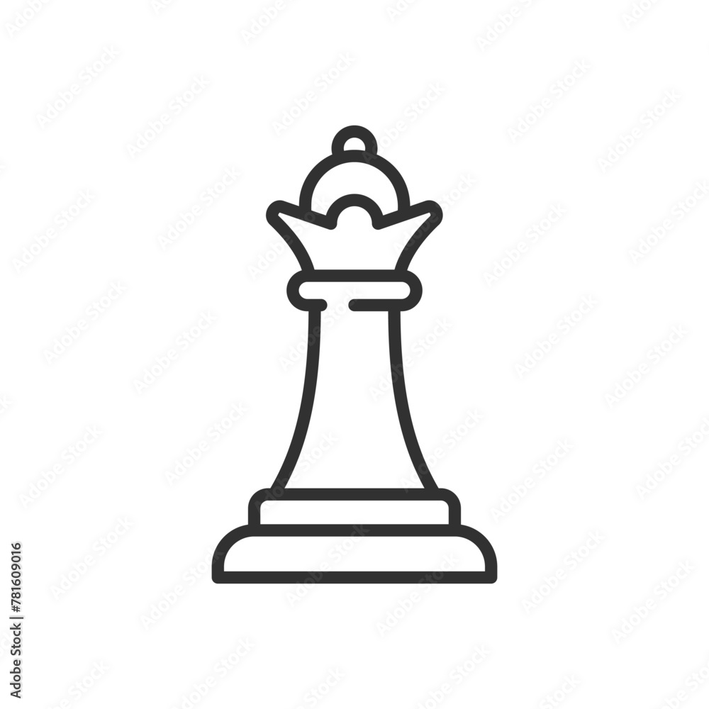 Queen chess piece, linear icon. Line with editable stroke Queen chess piece, linear icon. Line with editable stroke