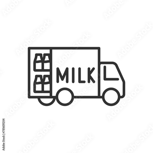 Milk lorry, linear icon. Line with editable stroke