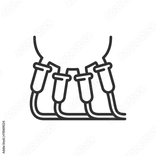 Milking machine on cow milking, linear icon. Line with editable stroke