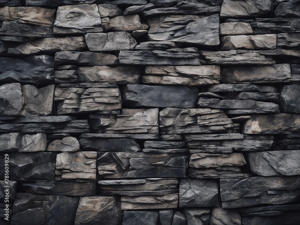 Fototapeta premium Close-up reveals small square parts composing elegant stone wall