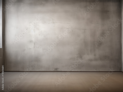 An empty room with a grey concrete wall background