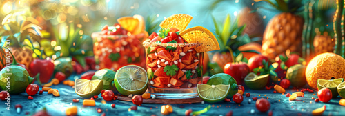Vibrant Mexican salsa with fresh ingredients, perfect for culinary and cultural themes. photo