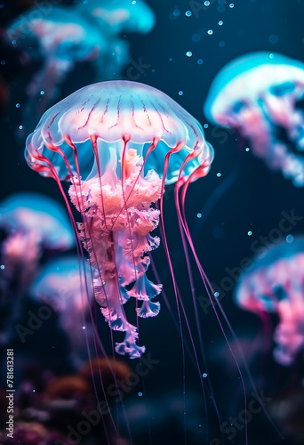 Jellyfish in the sea. A underwater photo of beautiful jellyfish in an aquarium © Анна Терелюк