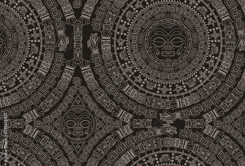 Ancient Mayan Civilization. Old school pattern design. Maya, Aztecs, Incas. 