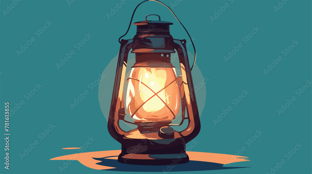 Old kerosene lamp 2d flat cartoon vactor illustrati