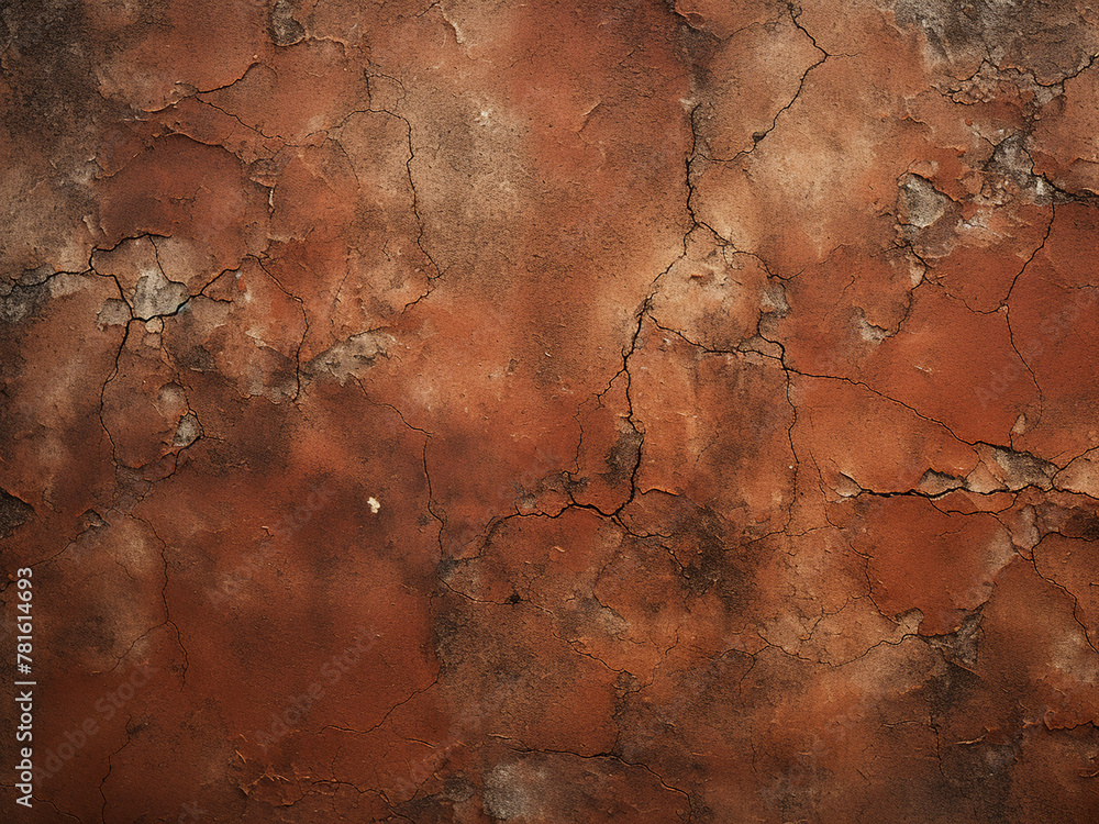 Concrete with fissures displaying an old russet coloration - obrazy, fototapety, plakaty 