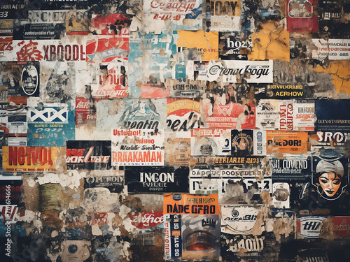 Vintage posters contributing to grunge textures and backgrounds