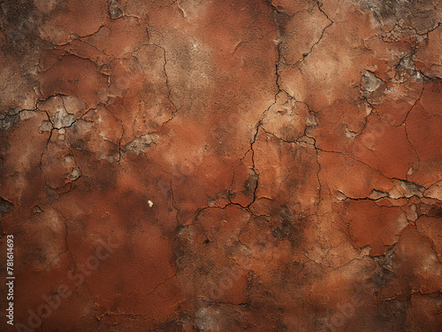Concrete with fissures displaying an old russet coloration photo