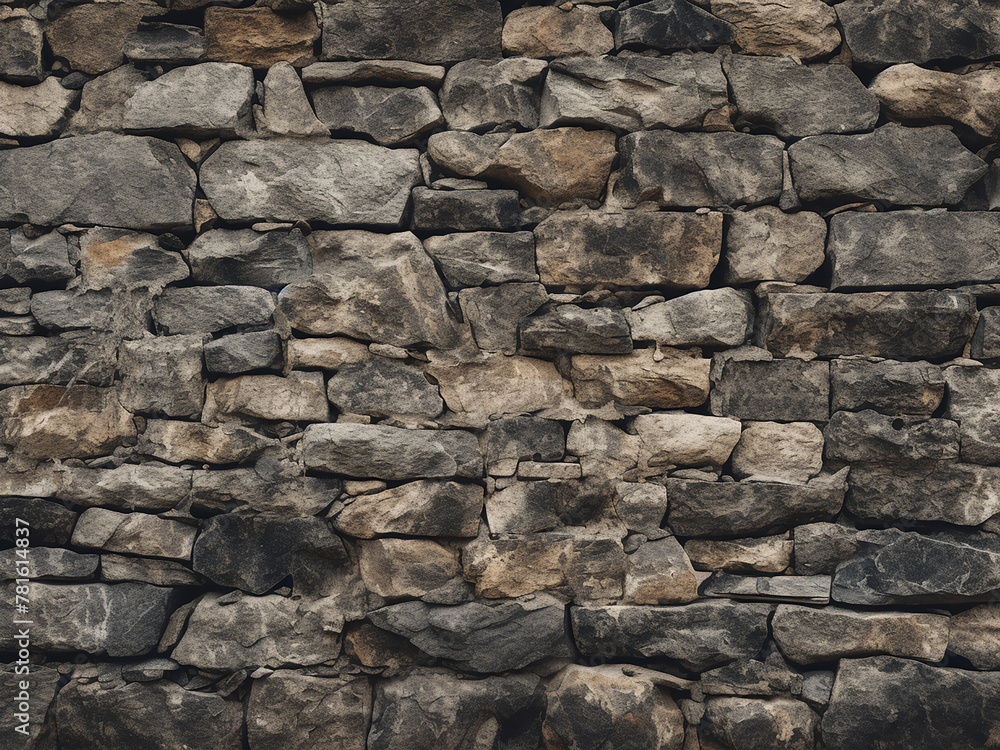 Fototapeta premium Textured backdrop offered by an aged stone wall, perfect for design use