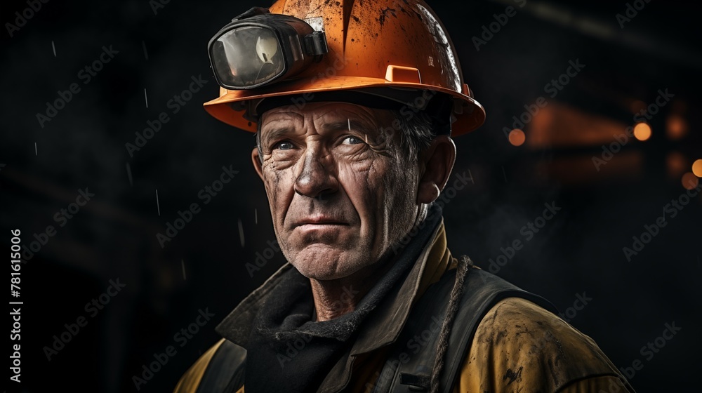 Fototapeta premium Portrait photograph of coal miner