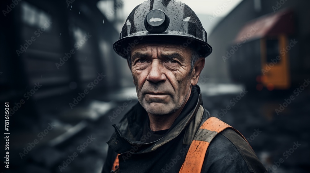 Fototapeta premium Portrait photograph of coal miner