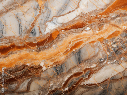 Background showcases quartzite texture with brown, orange, and white patterns photo