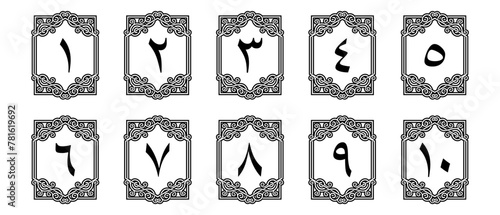 Arabic numerals with ornaments for book pages of your choice of elegant design. Vector file isolated on a transparent background