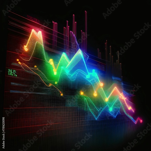 abstract background with a glowing forex chart, 3d render