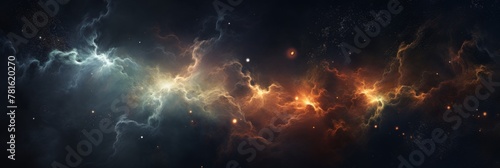 Cosmic Nebula With Luminous Star Clusters And Interstellar Dust. Astrology Background. Generative AI photo