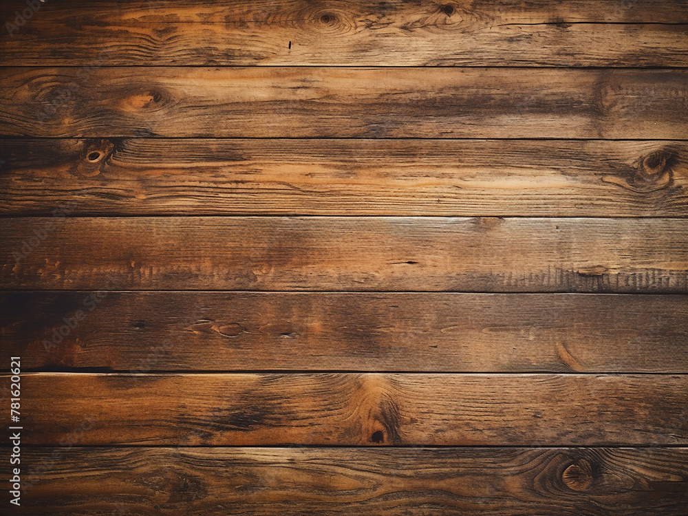 Fototapeta premium Close-up of vintage wooden table surface and rustic wall texture