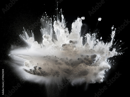 Explosive white powder texture against dark background