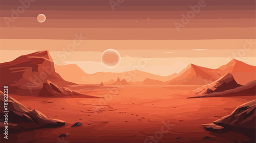 Orange alien space planet game cartoon background.