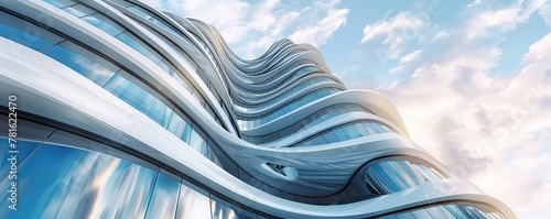 Close up of the futuristic and modern building with wavy detail. © *Lara*
