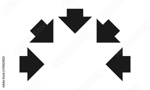 Radial Inward Pointing Short Arrows Semicircle