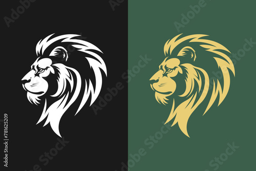 Lion head logo icon. Badge symbol. Premium king animal sign. Vector illustration.