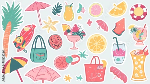 Cute summer stickers for your planner or scrapbook. Featuring beachy items like cocktails, bags, ice cream, bikinis, and beach hats. Perfect for capturing your summer memories.