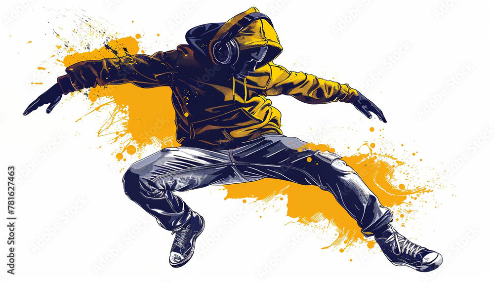 Dynamic graffiti style dancing figure