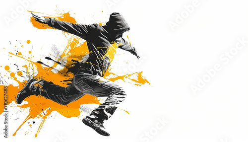 Dynamic yellow and black street dance illustration